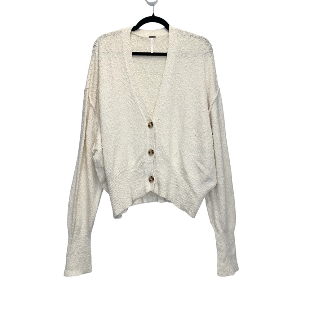 Free People Found My Friend Cardigan Sweater Small Ivory Oversized V-Neck - Picture 4 of 8